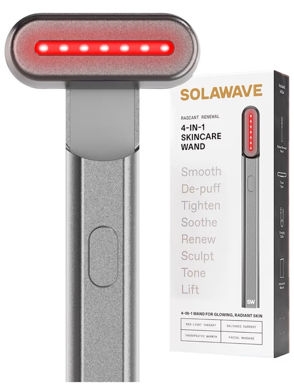 SolaWave Radiant Renewal 4-in-1 Red Light Therapy Skincare Charcoal Edition